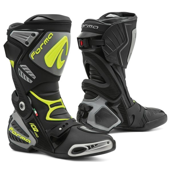 STIVALI RACING ICE PRO BLACK-GREY-YELLOW FLUO