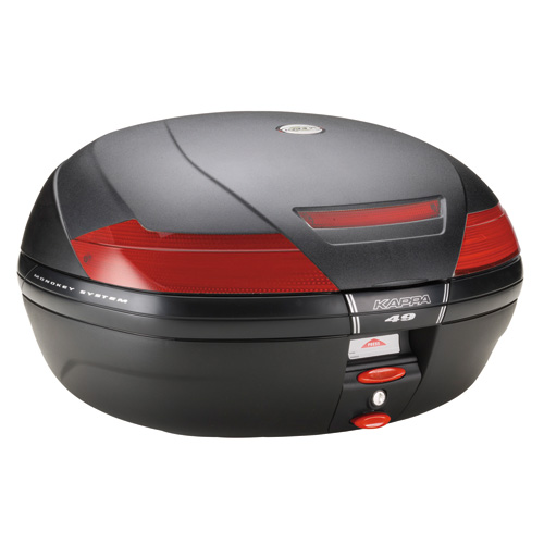 BAULETTO MOTO VALIGIA NERA K49 CATADIOTTRI ROSSI