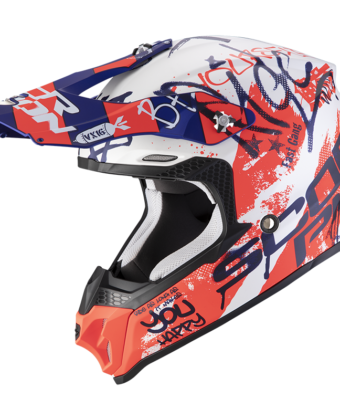 CASCO OFF ROAD VX-16 CROSS MATT WHITE BLUE RED