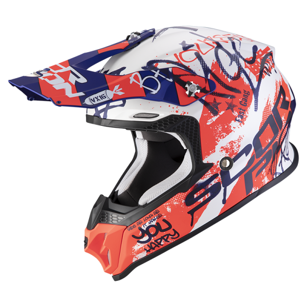 CASCO OFF ROAD VX-16 CROSS MATT WHITE BLUE RED