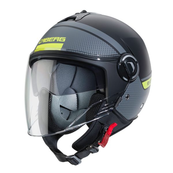 Casco jet Caberg Riviera V4 Elite nero opaco – antracite – giallo fluo