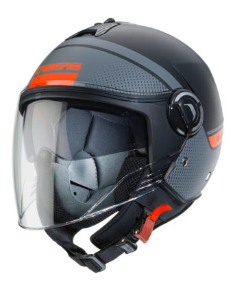 Casco jet Caberg Riviera V4 Elite nero opaco – antracite – arancione fluo