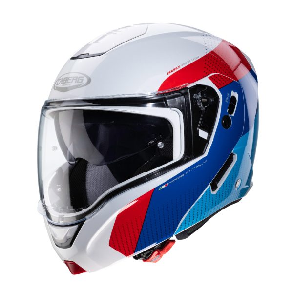 Casco modulare Caberg Horus Scout bianco metallizzato – rosso – blu – azzurro