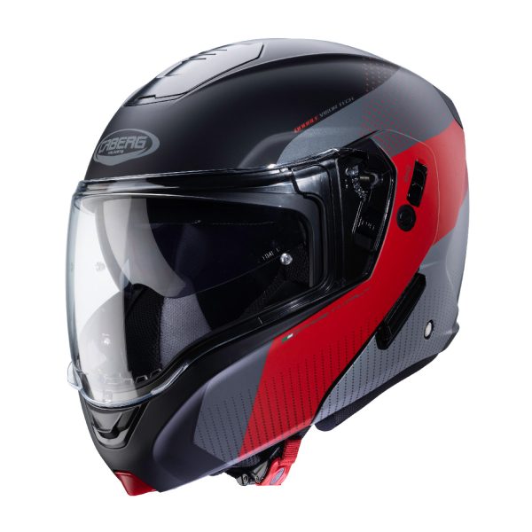 Casco modulare Caberg Horus Scout nero opaco – rosso fluo – antracite – silver