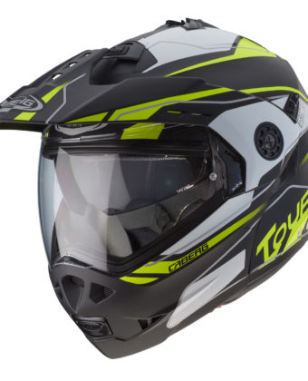 Casco modulare Caberg Tourmax Marathon nero opaco – bianco – giallo fluo