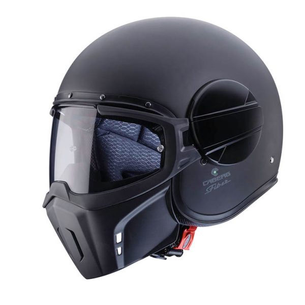 Casco jet Caberg Ghost con maschera removibile nero opaco