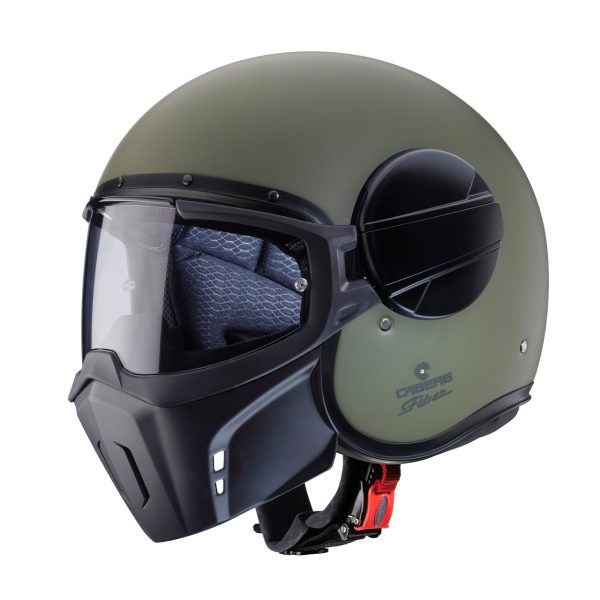 Casco jet Caberg Ghost  con maschera removibile verde militare opaco
