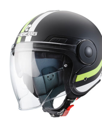 Casco jet Caberg Uptown Chrono nero opaco -bianco -giallo fluo