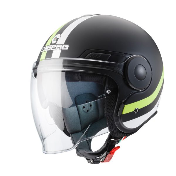Casco jet Caberg Uptown Chrono nero opaco -bianco -giallo fluo