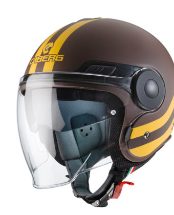 Casco jet Caberg Uptown Chrono marrone opaco – giallo