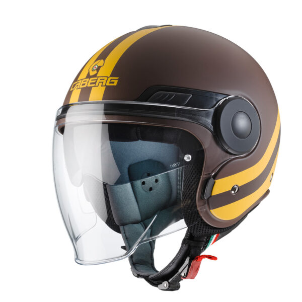 Casco jet Caberg Uptown Chrono marrone opaco – giallo