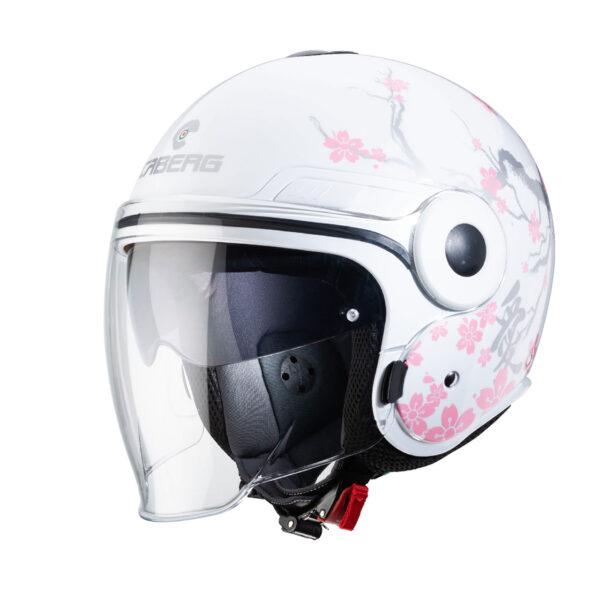 Casco jet Caberg Uptown Bloom bianco – silver – rosa