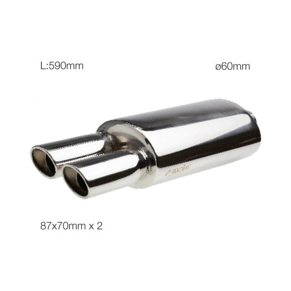Marmitta ovale doppia inclinata acciaio inox