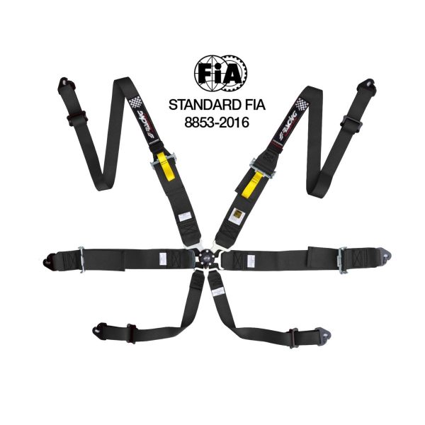 Cintura 6 punti nera omologata FIA