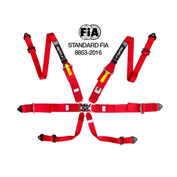 Cintura 6 punti rossa omologata FIA