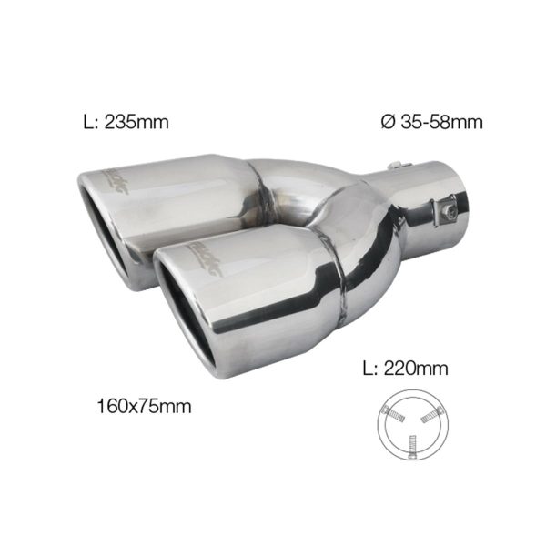 Terminale ovale doppio inclinato disassato acciaio inox