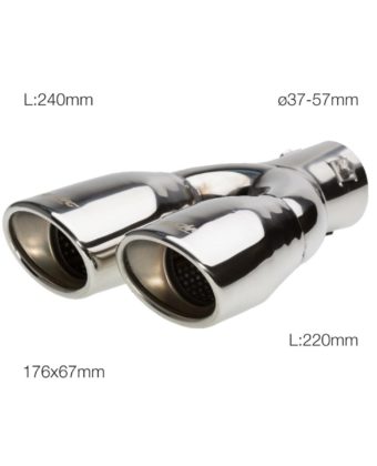 Terminale ovale doppio inclinato disassato acciaio inox