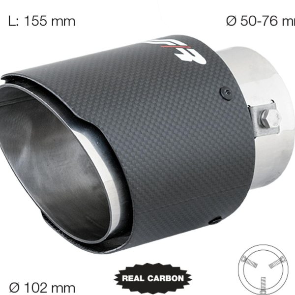 Terminale rotondo inclinato carbonio uscita 102 mm