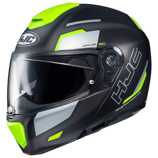 CASCO HJC MODULARE RPHA 90  NERO OPACO E GIALLO FLUO
