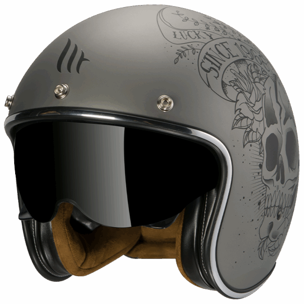 CASCO JET LE MANS 2 SV SKULL & ROSES  A2 MATT GREY