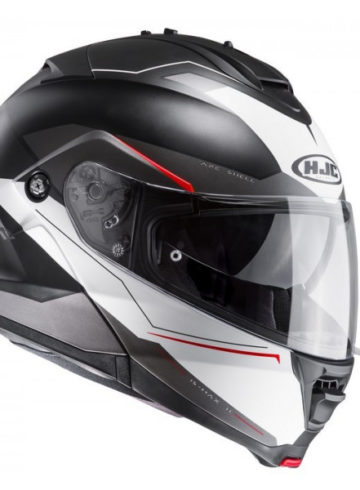 CASCO HJC MODULARE IS MAX II GRAFICA MAGMA MC1SF NERO OPACO E BIANCO